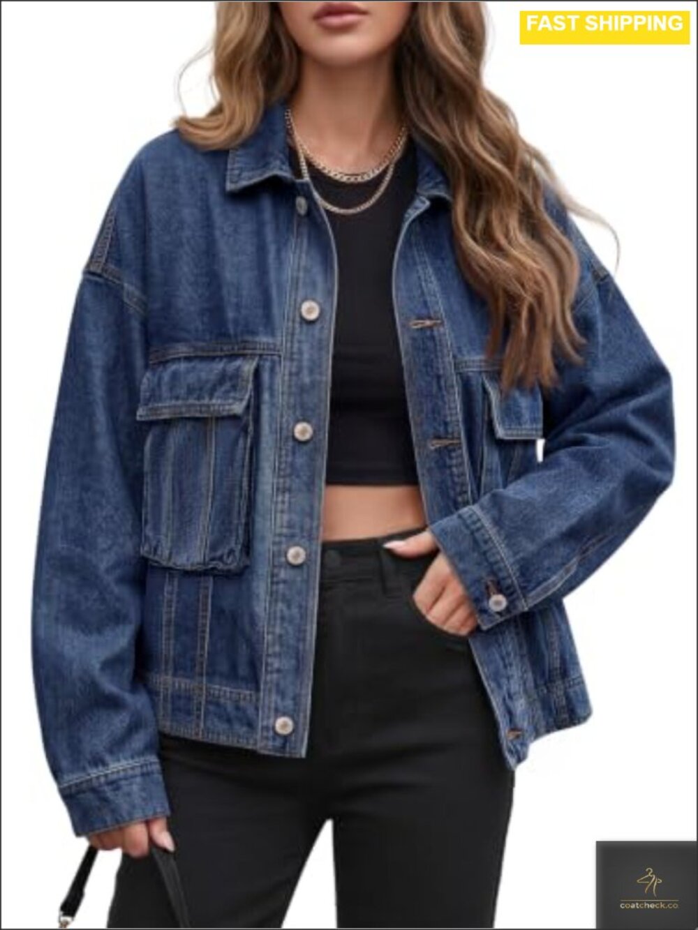 Oversized Button Down Denim Jacket 100% Cotton Boyfriend Fit